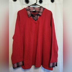 Blair size 2x layered look lightweight sweatshirt. Red with black and white.